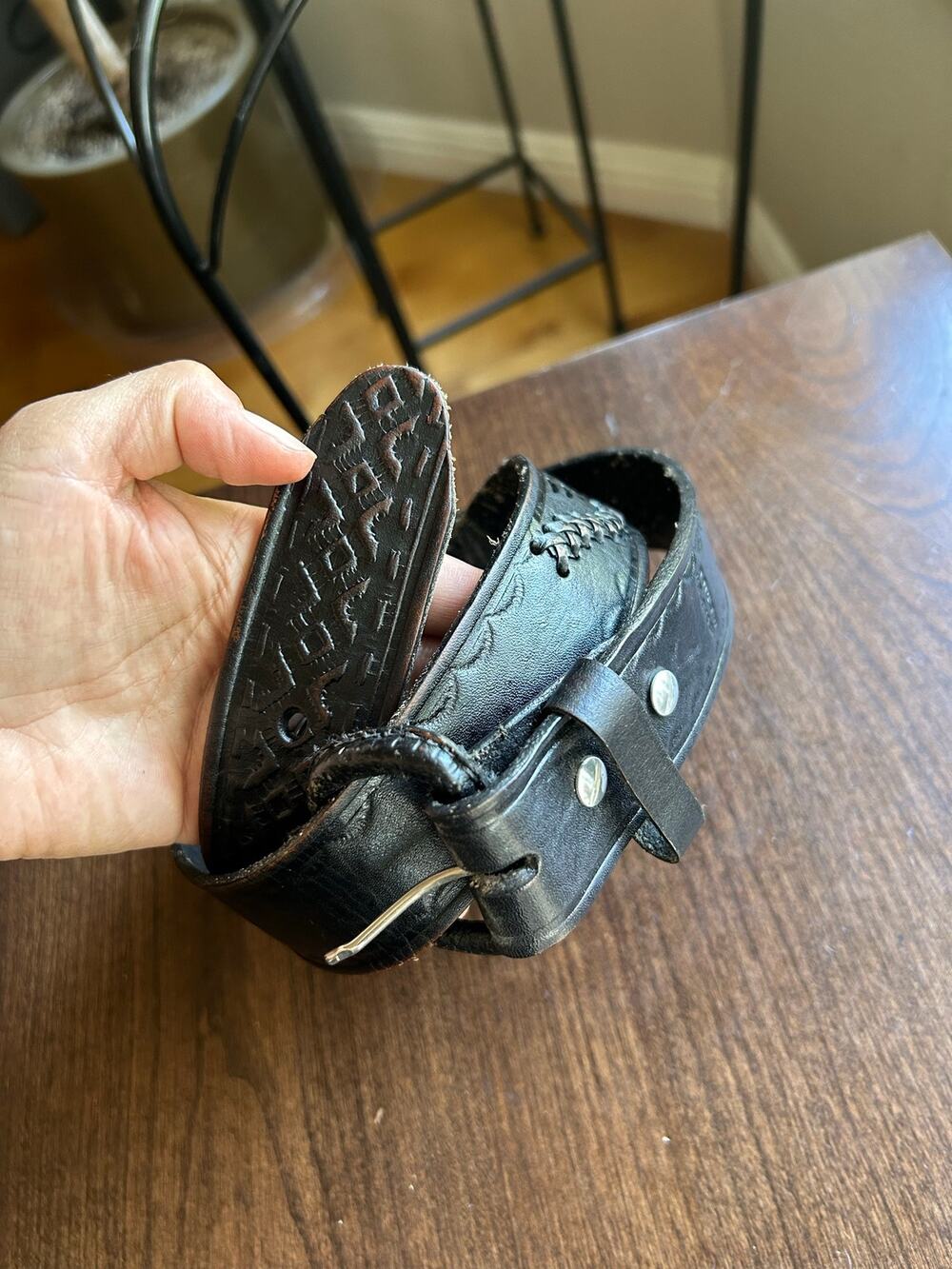 Vintage black tool woven leather size 36 men’s belt Mexico